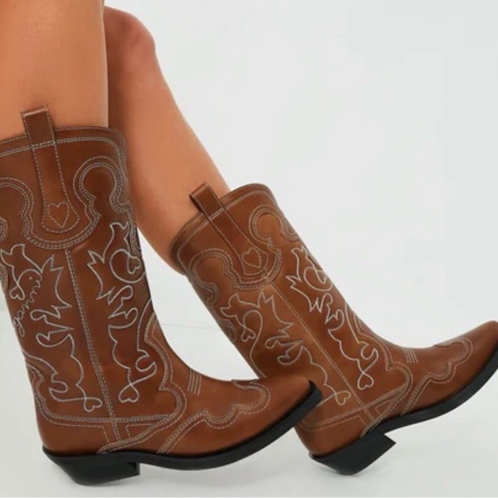 Ganni Mid Shaft Embroidered Westerj Boots (Size 42 EU) - Picture 2 of 9